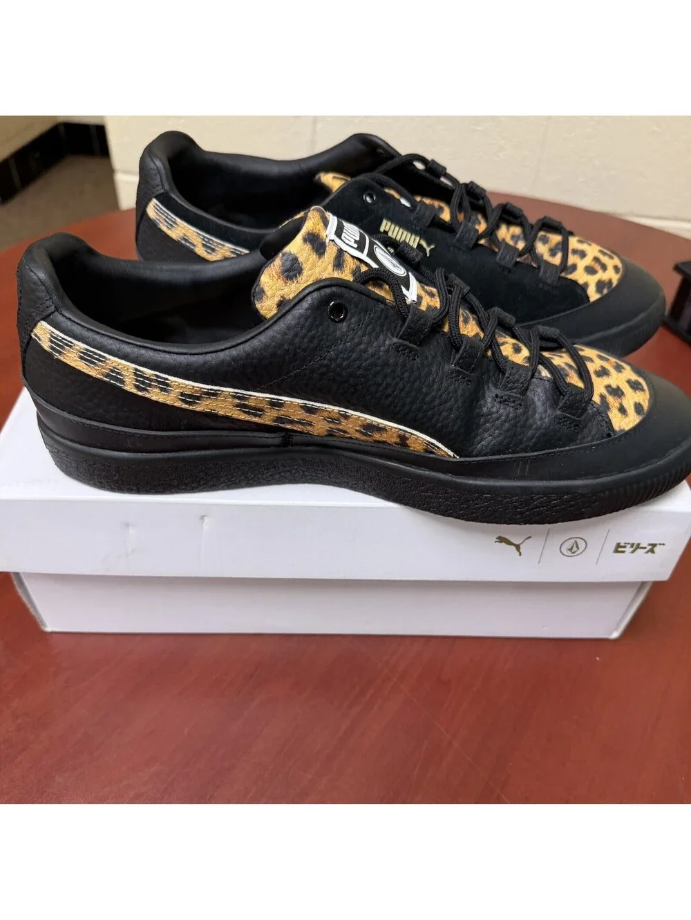 Size 12 PUMA Clyde RT x Volcom x Billy's Leopard Print - Black NEW WITH BOX